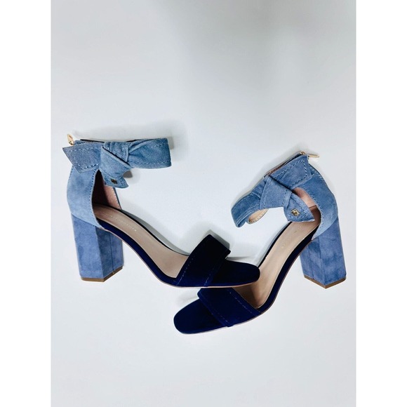 Tommy Hilfiger Women's Light Blue and Navy Suede Heels Size 9M - Picture 4 of 7